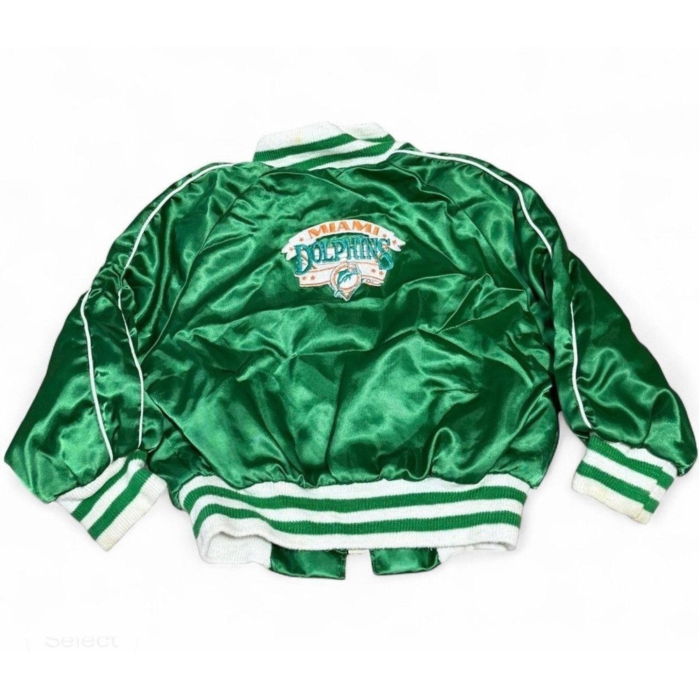 Vintage Miami Dolphins Satin Jacket Toddler Green Zip Up NFL Starter Style‎